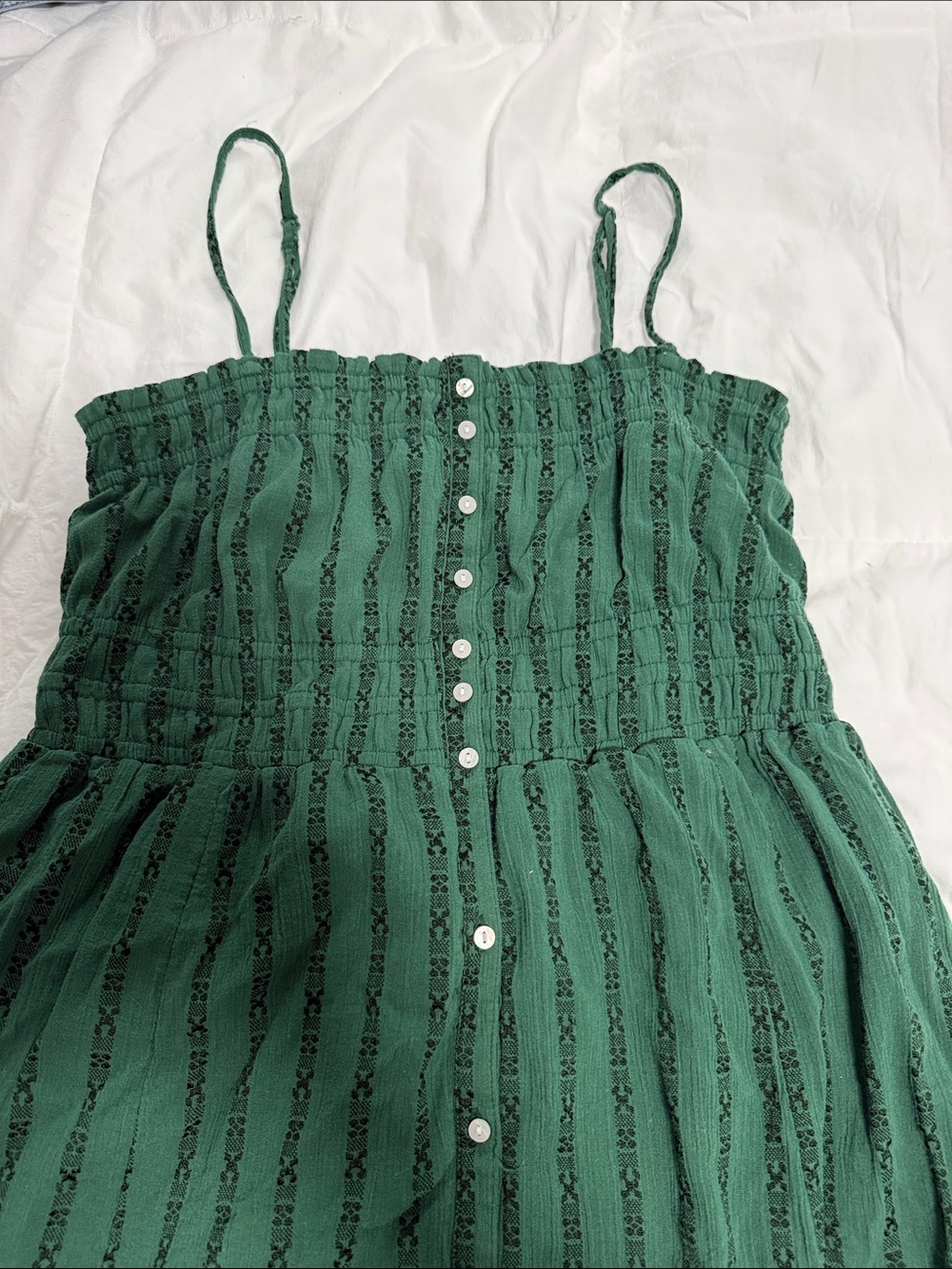 American Eagle Green Midi Dress Women’s Size Small Sleeveless Smocked - Picture 2 of 3